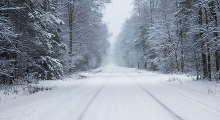 Winter's Silent Path AI Generated