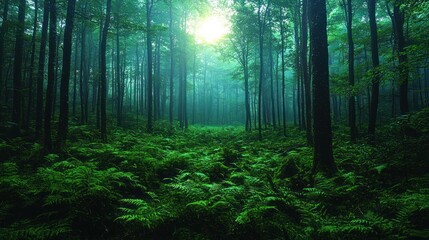 Obraz premium Enchanted Forest: A Mystical Path Through Lush Green Woods