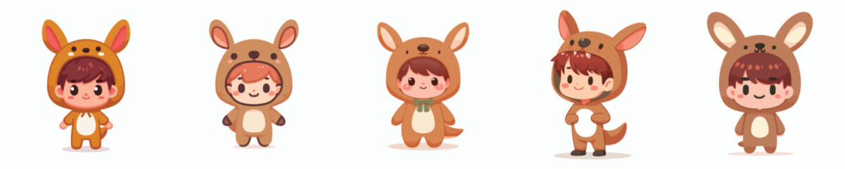 Basic RGcute vector collection of boys wearing kangaroo costumesB