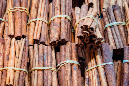 Cinnamon sticks for sale at the bazaar, Istanbul, Turkey