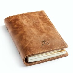 Rustic Brown Leather Journal with Embossed Emblem, Handmade Notebook for Writing and Sketching, Open Diary with Textured Cover