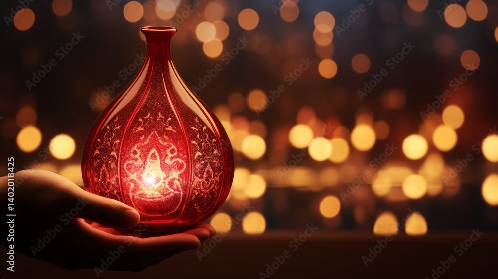 Poster artistic blurred background featuring elegant arabic design elements and patterns