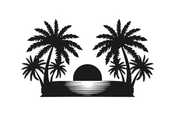 Tropical Sunset silhouette vector illustration