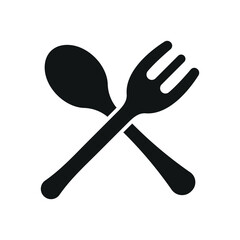 Spoon and fork icon represents everyday dining, essential tableware, and simple culinary moments.