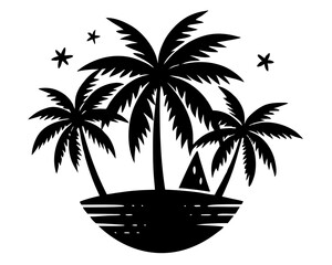 tropical vibes silhouette vector illustration