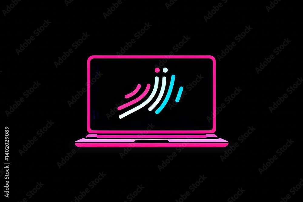 Fototapete neon outline of a computer on a clean background a modern digital aesthetic design