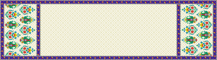 Obraz premium Digital Indian Dupatta Design with Buti and Floral Patterns – Traditional Textile Style for Kurti and Ethnic Wear Printing, High-Quality Silk Fabric Background Illustration.