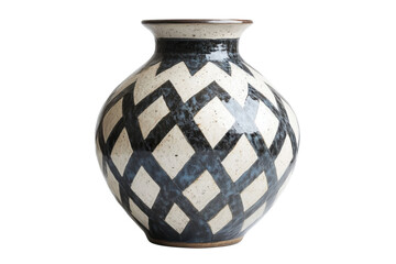 Elegant ceramic vase black white diamond pattern handcrafted pottery unique home decor studio