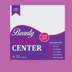 Modern beauty salon social media post design showcasing premium hair, skin, and nail services with elegant branding for Instagram and Facebook promotions

