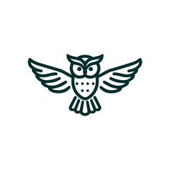 Monoline owl flying logo