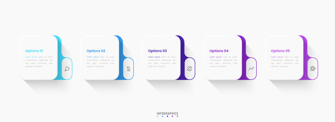 Vector Infographic label design template with icons and 5 options or steps. Can be used for process diagram, presentations, workflow layout, banner, flow chart, info graph.