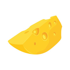 Set of cheese parts and slices isolated on a white background. Cheese food flat icon. Vector Head of cheese in flat style isolated on white background. Dairy product. Holland swiss milk product