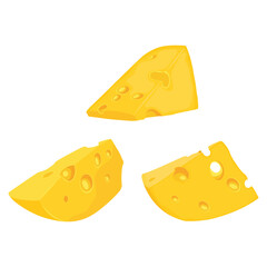 Vector illustration cheese  icon sset parts and slices clip art collection flat illustration. Perfect for illustration, icon, educational purpose, advertising, infographic content