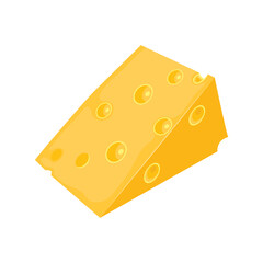 Set of cheese parts and slices isolated on a white background. Cheese food flat icon. Vector Head of cheese in flat style isolated on white background. Dairy product. Holland swiss milk product