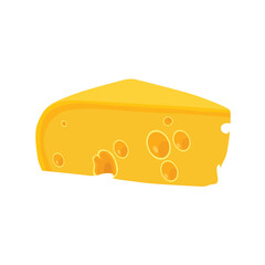 Set of cheese parts and slices isolated on a white background. Cheese food flat icon. Vector Head of cheese in flat style isolated on white background. Dairy product. Holland swiss milk product