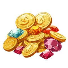 Sparkling Gold Coins and Gemstones A Treasure Trove
