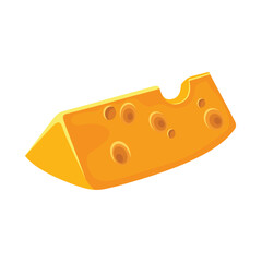 Set of cheese parts and slices isolated on a white background. Cheese food flat icon. Vector Head of cheese in flat style isolated on white background. Dairy product. Holland swiss milk product