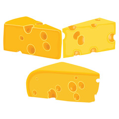 Vector illustration cheese  icon sset parts and slices clip art collection flat illustration. Perfect for illustration, icon, educational purpose, advertising, infographic content