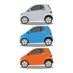 Vector illustration of modern car in cartoon flat style. Simple picture of land vehicle transportation. Familiy car side view. Modern technology automobile. Colorful exterior body car. SUV, compact 