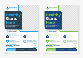Creative a4 medical healthcare flyer design or flyer cover design template layout