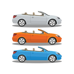 Vector illustration of modern car in cartoon flat style. Simple picture of land vehicle transportation. Familiy car side view. Modern technology automobile. Colorful exterior body car. SUV, compact 