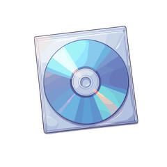CD or DVD disc in clear jewel case in realistic style. Perfect for digital storage, music albums, and software packaging illustrations.