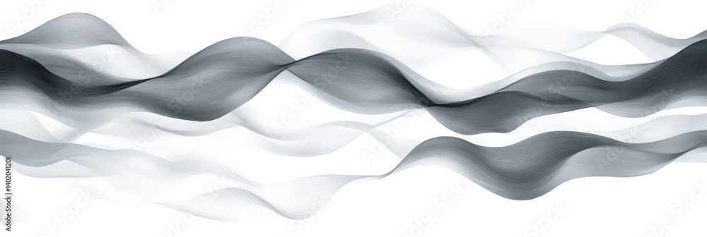 Poster abstract gray wave flow - elegant grayscale abstract featuring flowing waves, perfect for background