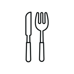 Fork and knife icon symbolizes dining, meal time, restaurant service, and elegant food experiences.