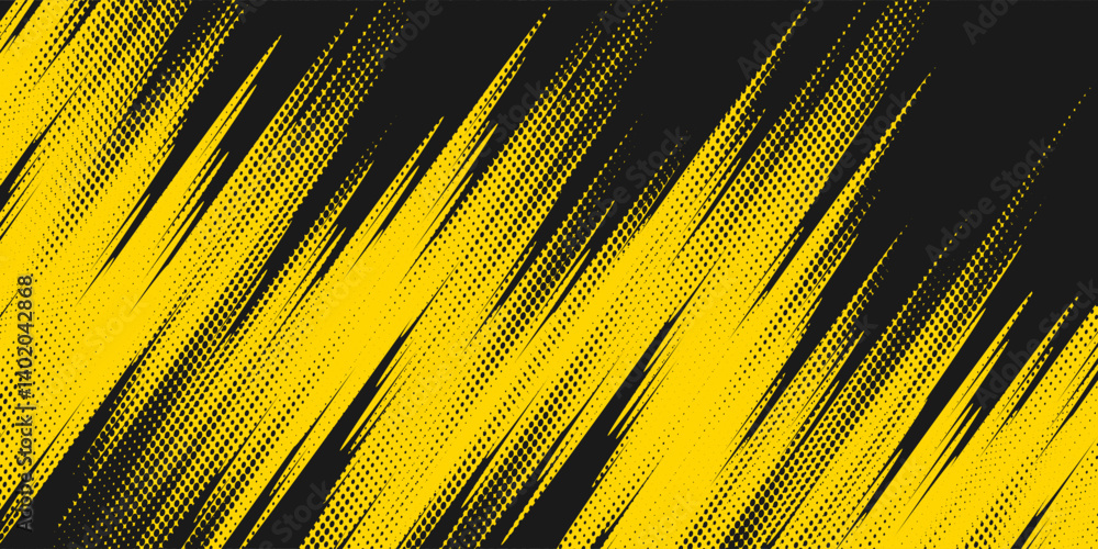 Poster abstract geometric yellow frame grunge texture with halftone pattern design in black background.vect