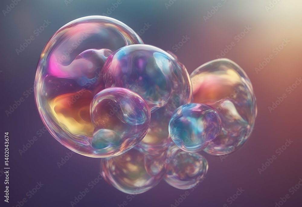 Poster transparent abstract geometric element design multicolored 3d rendering like liquid shape bubble soa