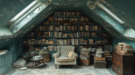 Enchanted Attic Library: A Haven of Forgotten Tales