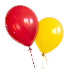 red and yellow balloons isolated on white background