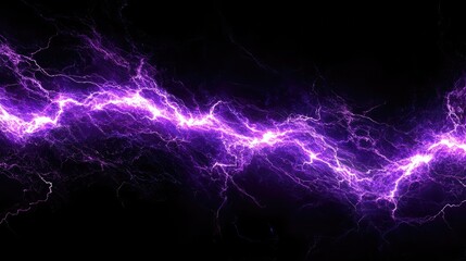 Purple lightning impact effect on plain black background from Generative AI