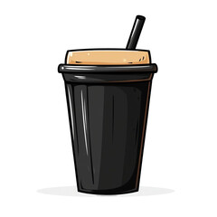 Iced coffee in a black cup refreshing summer drink