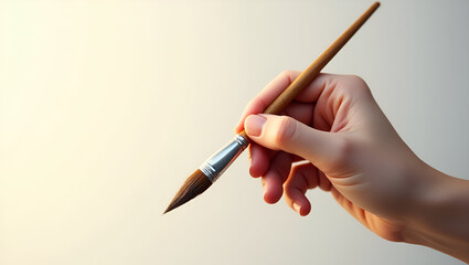 Highly Detailed Isolated Image of a Premium Quality Wooden Paint Brush on White Background