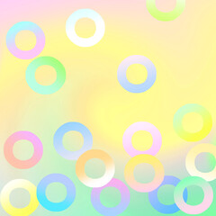 colorful pastel circle elements with aurora space background . playful retro-futuristic illustration