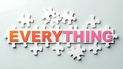 Everything Word on Puzzle Pieces with Gradient Colors for Conceptual Design Motivation and Inspiration