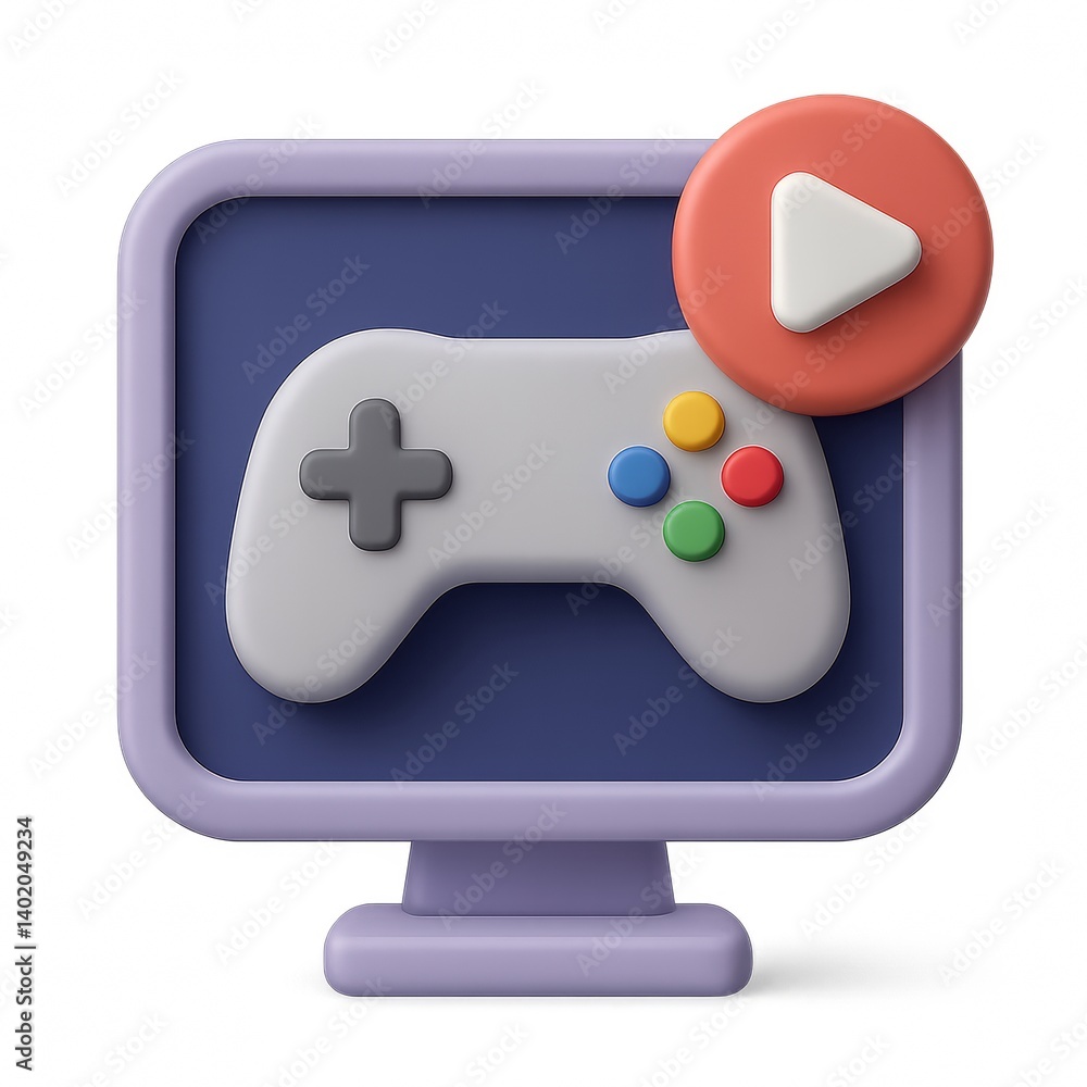 Poster 3d game icon for live streaming and gaming applications