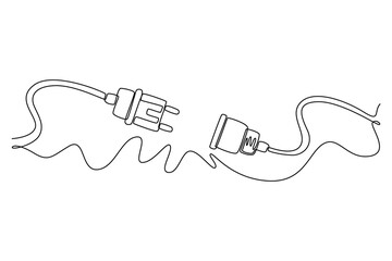 Electrical terminal concept. Single line draw design. Vector graphic illustration