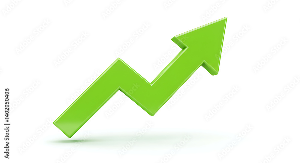 Poster lime arrow pointing upwards: symbolic representation of progress and increase
