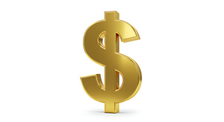 Fototapeta premium A gleaming golden dollar sign set against a pristine white backdrop represents wealth