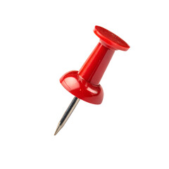 Red push pin isolated on transparent background