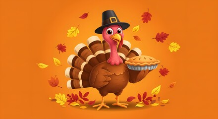 Naklejka premium thanksgiving turkey with a turkey