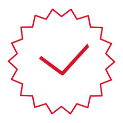 Doodle approved checklis suplier circle illustration Icon that can be used for sticker, book, mandala, scrapbook, icon, decorative, etc. with aesthetic colorful red color