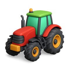 Fototapeta premium Simple 3D Icon of Tractor for Farm Equipment and Agricultural Use