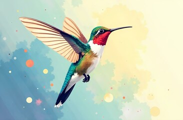 Hummingbird on a colorful background