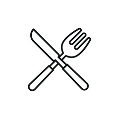 Fork and knife icon symbolizes dining, meal time, restaurant service, and elegant food experiences.