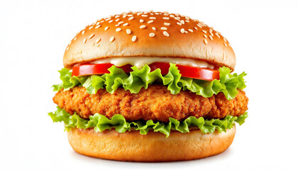 Juicy Crispy Chicken Burger with Sesame Bun