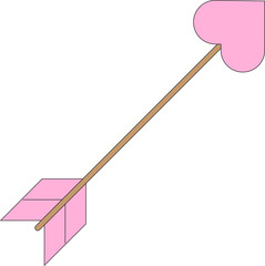 Arrow pink shovel isolated on white Arrow through the heart icon svg illustration vector heart love, cupid, arrow of love