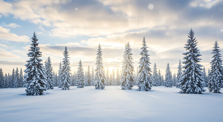 Obraz premium Winter's Golden Embrace AI Generated